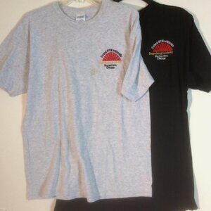 Degerberg Martial Arts Academy Chicago Black Grey Embroidered Tee Shirts *STAINS